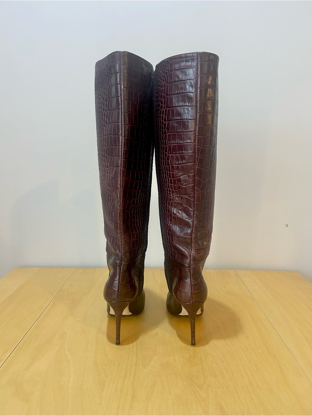 Paris Texas Mock Croc Stilletto Pointed-Toe Knee Boots, Sz EU 39, US 9 - Picture 4 of 11